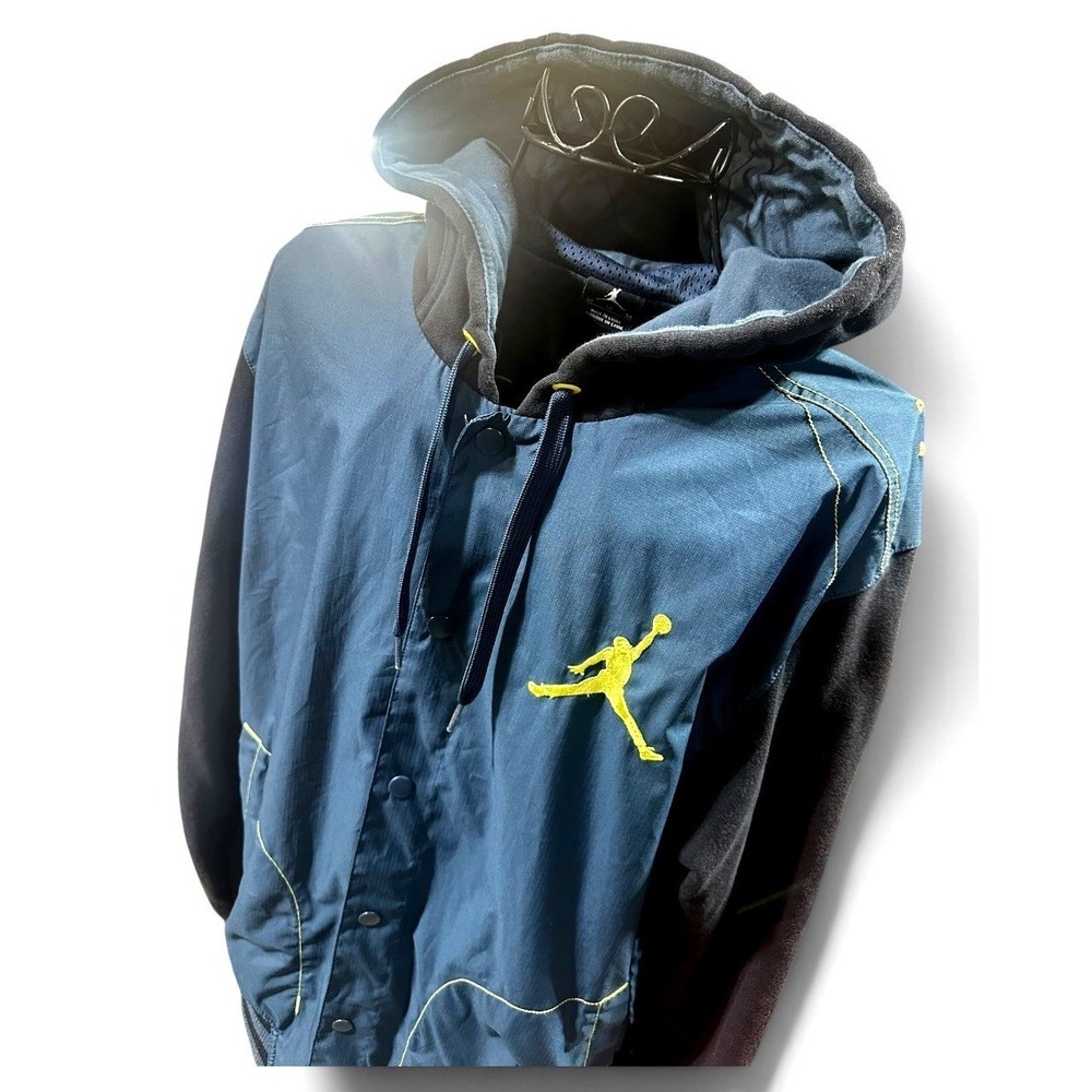 Vintage Nike Air Jordan Men's Varsity Hybrid Hoodie Jacket Size M Black SP13